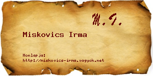 Miskovics Irma névjegykártya